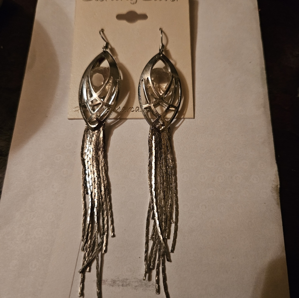 Sterling silver earrings with marcasite diamond